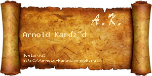 Arnold Karád névjegykártya